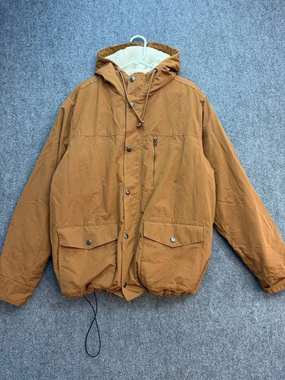Old Navy Men’s XL Brown Sherpa Lined Hooded Utility Jacket Runs Small